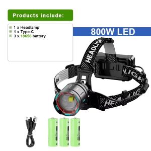 1000000LM Most Powerful LED Headlight Long Shot 3000M Headlamp Super Bright Head Light 18650 Outdoor Camping Hiking Head Lantern