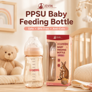EVIN HANI PPSU Baby Feeding Anti-Colic Milk Bottle 180ml/240ml BPA Free Wide Neck Soft Silicone