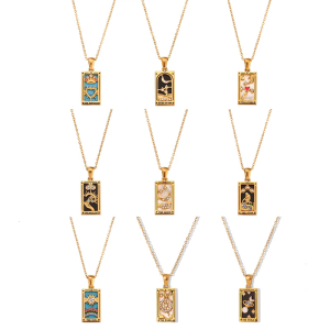 Multipurpose Tarot Pendant Necklace Accessory With Gold Plated Finish And Zodiacs Symbols Daily Use