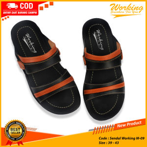 Sandal Kulit Pria Selop Ban 2 Working M-09 Sendal Slip On Casual Pria Fashion