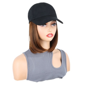 CX1TE8 Tổng hợp Mũ bóng chày tóc bob Có thể điều chỉnh Mũ lưỡi trai Mũ che nắng và tóc giả Tóc nối Bông xốp Kiểu tóc bob thẳng ngắn Phụ nữ