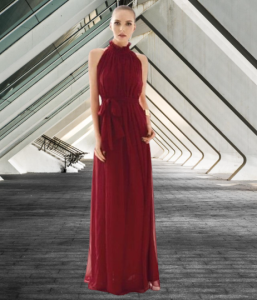 Women Chiffon Halter Classy Plain Bridesmaid Wedding Abay Maxi Dress