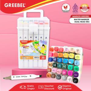 GREEBEL Spidol Water Marker Dual Head (36 Warna) / Sketsa Spidol Marker Set Spidol Warna Warni