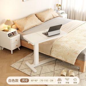 Overbed Movable Laptop Table Standing Desk Adjustable Overbed Table For Laptop Desk Solid Wood Bedside Table with Wheels Movable 电脑桌