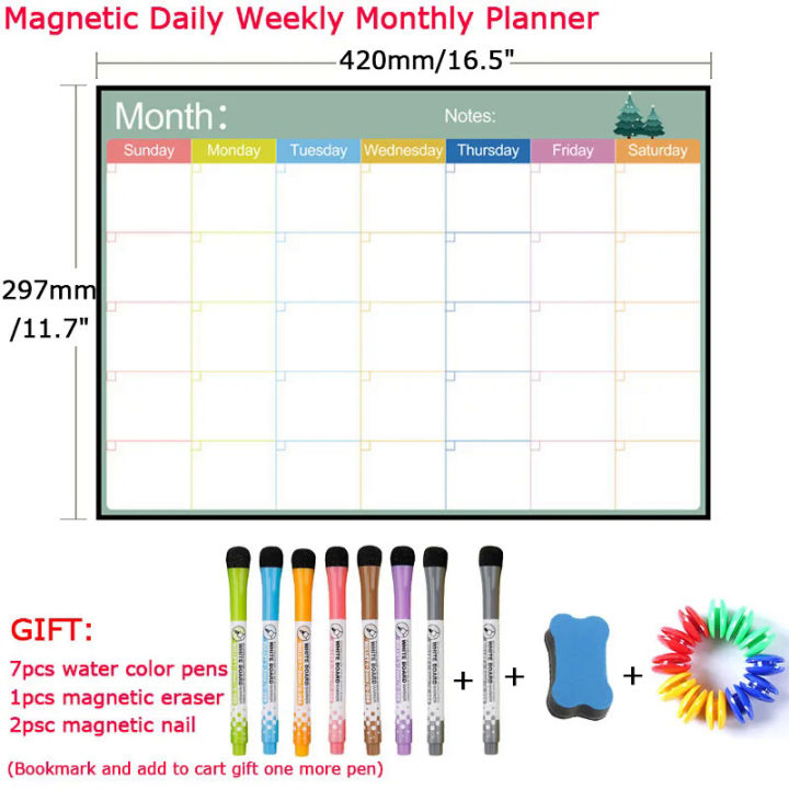 Kids Magnetic Dry-Erase Monthly Wall Planner with Markers