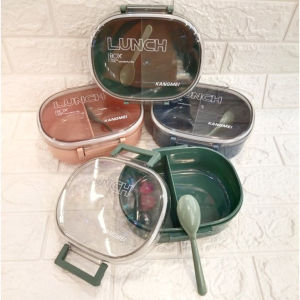 Lunch Box Kotak Bekal Wonderful Life Bening Kapasitas 900ml Free Sendok Bpa Free