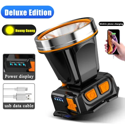 【Long shot 5000m】LED Diving flashlight Waterproof Headlights Fishing Rechargeable Long Endurance Super Bright Deep Diving Underwater Searchlights Suitable For Outdoor Work Camping Fishing