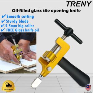 TRENY 2 In 1 Glass Cutter Set Hand Ceramic Tile Diamond Opener Roller High-Strength Cutting Tool