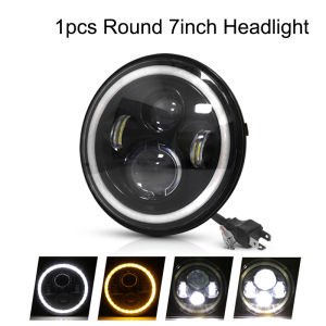 Anmingpu* ready to ship * 7 inch h4 LED headlight DRL car light halo angle eye ring light 12v 24v hi/lo turn signal for Jeep Wrangler JK TJ LJ CJ7 Lada beetle Offroad