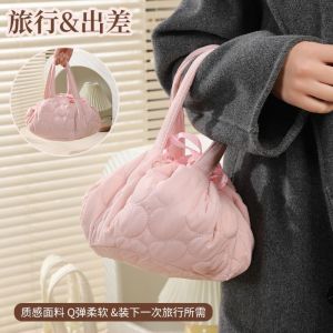 KINTHAZER Lightweight Drawstring Makeup Bag Handle Water-resistant Large Capacity Toiletry Bag Casual Multifunctional Lazy Cosmetic Container Data Cable Storage