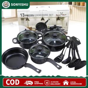 【New Arrival】 12-Piece Non-Stick Cookware Set Cooking Pot with Lid Deep Frying Pan Milk Pot Maifan Stone Frying Pan for All Hob