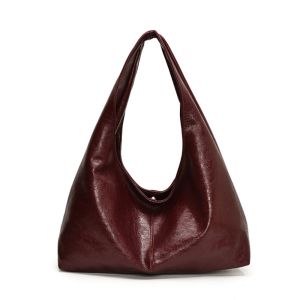COSE Tote Bag Retro PU Tote Bag Solid Color Korean Style Large Capacity Handbag Cute Large Capacity Underarm Packs Women
