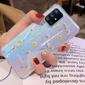 CrashStar ดอกไม้แห้งของจริงเคสโทรศัพท์สำหรับ Samsung Galaxy S24 S23พิเศษ + S21 S22 Plus S20 FE S10 Note 20 10 A54 A53 A21S A51 A40 A10S A50 A70 A81 A30 A20S A91 A11 A42 A20 A52 A72เคสฝาครอบเคสโทรศัพท์โปร่งใสมีนิ่มแฟชั่น