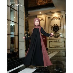 Selaras Kids Baju Gamis Muslim Set Hijab Trend Lebaran Anak Perempuan Terbaru 2025 Viral Kekinian