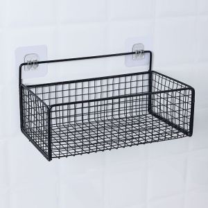 Kệ để đồ treo tường nhà tắm hình chữ nhật kệ đựng gia vị nhà bếp không cần khoan bằng sắt phun sơn tĩnh điện.