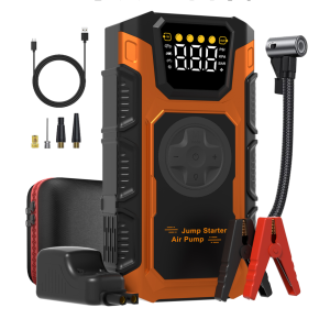 5-in-1 car wireless charger battery starter car battery starter equipped with air pump portable multi-functional rechargeable emergency power starter car motorcycle bicycle accessories spare parts emergency tools engine components.