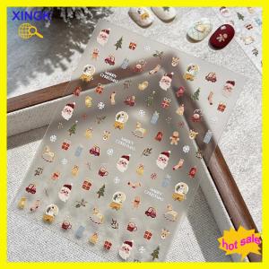 XINGK Cute Christmas Snowman Christmas Tree Santa Claus Nail Stickers Kawaii Art Stickers DIY New Year Accessories Manicure Decals