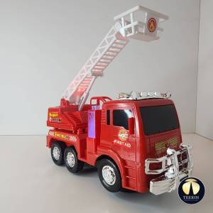 ของเล่น รถกระเช้า ดับเพลิง ใส่ถ่าน มีเสียง มีไฟ ชนถอย