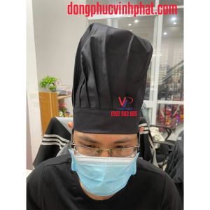 Mũ Đầu Bếp Free Size Dành Cho Nam Nữ Nhà Hàng Màu Đen-Mũ Bánh Bao Chất Liệu Kaki Cotton-Hình Thật