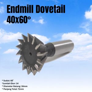 Endmill dovetail 40mm 60 derajat end Mill ekor burung slot groove