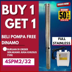 MAXPUMP 4SPM2/32 BUY 1 GET 1 PROMO Pompa Satelit 4inch Full Stainless Submersible Pump 2HP 220V