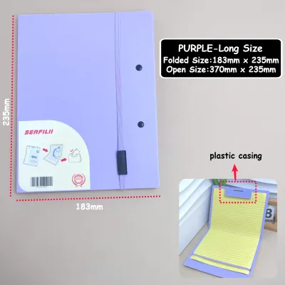Long Foldable Clipboard Folder Folding Board Portable ClipBoard with Strap School Office Purple-Long