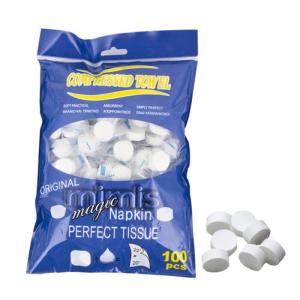 100Pcs Cotton Compressed Towels Portable Magic Towels Thicker by 50% Mini Tablets Cotton for Travel Supplies