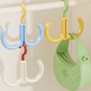 Multifunctional Rotatable Hooks/Double-Hook Wardrobe Bag Hat Hanger/Scarf Tie Display Organiser/Dopamine Hook
