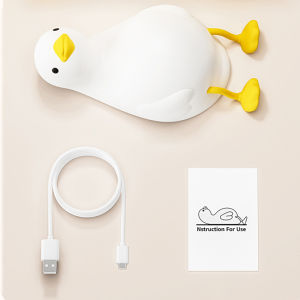 New Cute LED Lying Duck Silicone Nightlight USB Charging Bedside Bedroom and Sleeping Nightlight with Sleeping Table Lamp Birthday Gift