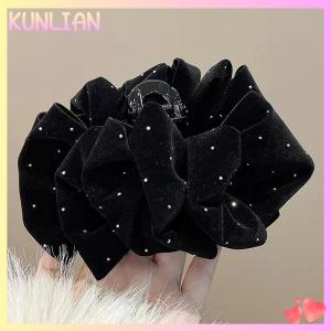 [KUNLIAN] ปิ่นปักผมกำมะหยี่สีแดงสีดำ1ชิ้นสำหรับผู้หญิงหัวเจ้าหญิงจับผมกิ๊บหนีบผมใหญ่เครื่องประดับผมของหญิงสาว