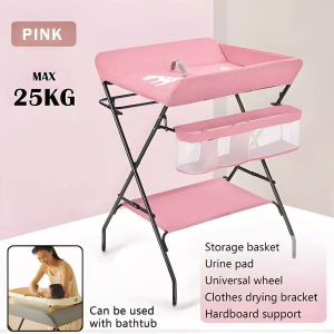 Newborn Foldable Diapers table with wheel adjustable Baby DiapersBaby Care Lightweight Changing table