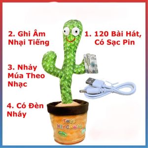 Cây Xương Rồng Nhảy Múa Sạc Điện USB Nhại Giọng Nói Hát 120 Bài Nhạc Tiếng Việt Vui NHộn