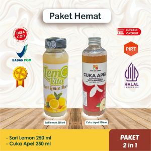 Lemovita Paket Hemat  2 IN 1 Diet & Detox Sari Lemon 250 ml  Cuka Apel 250 ml