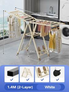 Heavy-Duty Folding Clothes Drying Rack with Wheels – Thickened Load-Bearing Quilt & Garment Hanger with Telescopic Rod Clothes Hanger Laundry rack clothes drying rack