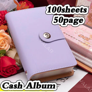 100 Envelope Saving Binder Money Storage Organizer for Couple Savings Challenge Waterproof PU Leather with a Lock