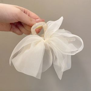 Hair Clip Mesh Bow Grab Clip on Escape Princess Korean Hair Clip Female Hair Shark Clip