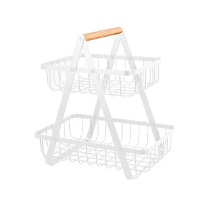 SPOT RESERVE 2-layer storage basket Portable kitchen storage Household toiletries storage rack Double layer fruit basket Camping picnic portable fruit basket Iron fruit basket Kitchen bathroom iron basket
