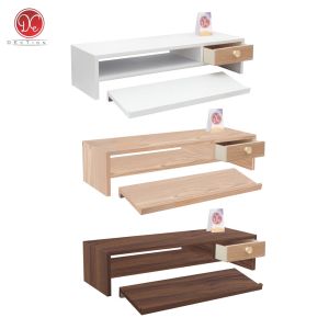 Meja Stand Monitor Tempat PC Dudukan Komputer Dengan 1 Laci Plus Tempat Keyboard Bahan Kayu