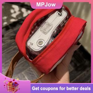 【MPJow】 1Pcs Red Apple Camera Storage Bag Portable Travel Embroidered Apple Cosmetic Bag Cute Apple Stitching Square Bag For Instant Cameras