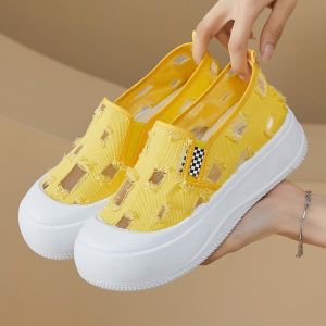 2025 new Korean canvas net red sports couple casual breathable thick-soled shoes