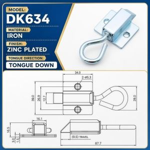OURTOUR Mạ kẽm Khóa lò xo Chịu tải nặng DK634 Bu lông lò xo tủ Chức năng Chắc chắn Khóa chốt dạng vòng Nội các