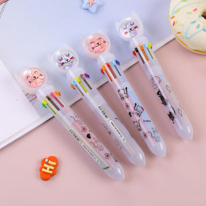 🔥chageey👍 10 Colors cute ballpen Retractable gel pen 10in1 ballpen Cartoon Animals Erasable Pen 0.5mm Refill Rods Washable Handle Gel Pen