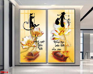 Tranh Laminate Tráng Gương - Tranh Treo Tường Chữ Thư Pháp Cha Mẹ