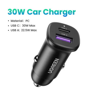 UGREEN 30W Car Charger Type C Fast Charger Adapter for iPhone 17 16 15 14 Pro Max Samsung S26 S25 S24 Huawei Model: 25845