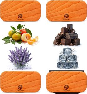 Car Air Freshener - Wood Air Freshener for Visor Clip - Long Lasting Car Odor Eliminator - Vehicle Scent Diffuser - (Coconut - Tropical Garden - Stone Pepper - White Santal CLIP INCLUDED)