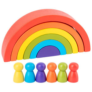 Wooden Rainbow Stacking Blocks - Early Educational Toys for Kids - Mainan Kayu Kanak Kanak - 拱形彩虹积木