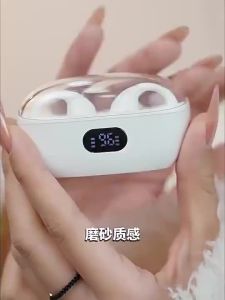 Bluetooth 5.3 Clip On Ear Wireless Headphone Bone Conduction Earphone LED Battery Display Gaming Earbuds