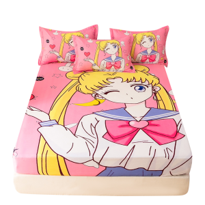 Hello Kitty ผ้าปูที่นอนแผ่นปูเตียงลายการ์ตูนน่ารักผ้าคลุมที่นอนขนาดเดียว