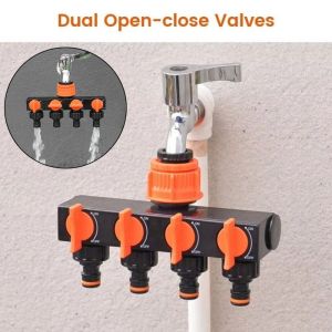 CLARO 4-Way Independent Garden Hose Splitter With Valve Water Switch Hose Connector Splitter Irrigation Fittings Water Distributor Home Lawn Irrigation