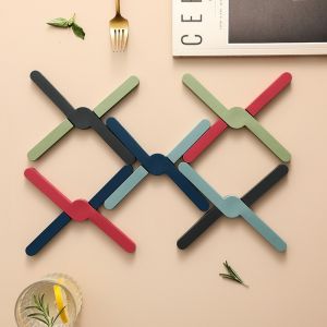 X Shape Fold Heat Insulation Pad Soft Rubber Table Mat Coaster Heat-resistant Anti-slip